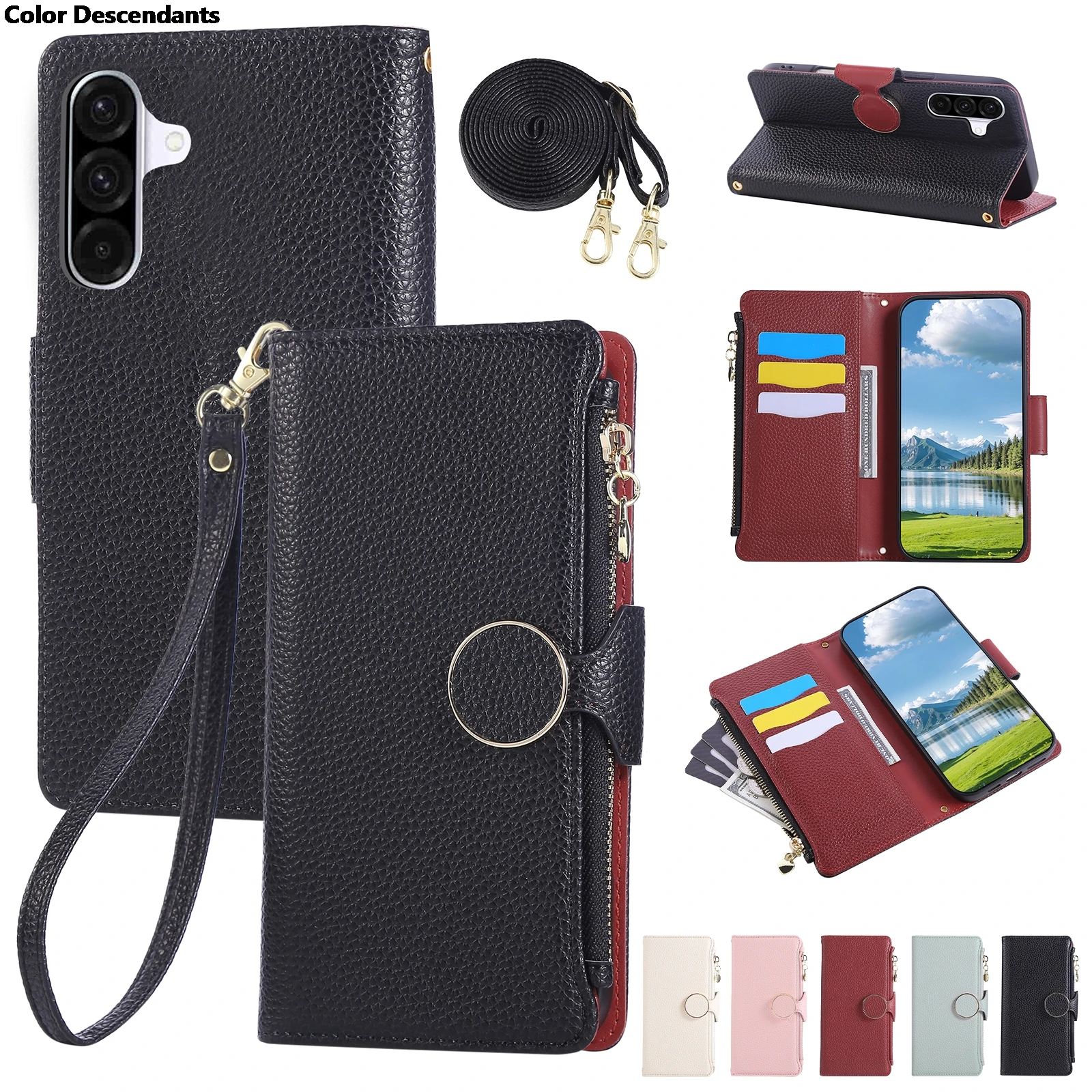 

Phone Case for Samsung Galaxy A24 A34 A54 A25 A36 A56 A16 A26 A15 A14 A33 A53 A52 A06 A05 A35 A55 Crossbody Zipper Wallet Cover