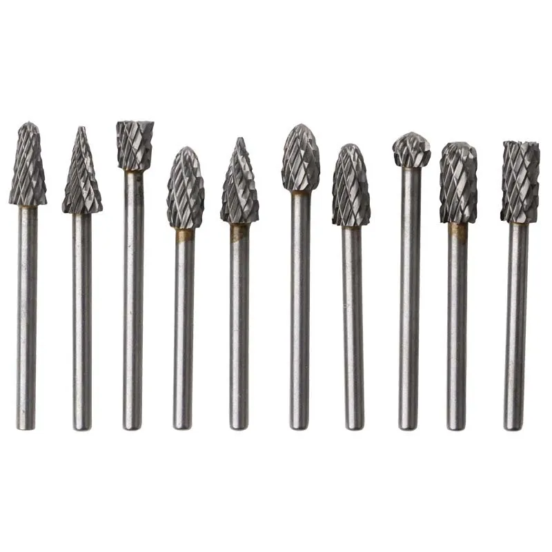 

10pcs Carbide Rotary File 3*6mm Mold Woodworking Grinding Carving Mini File Electric Tool Accessories Set Drill