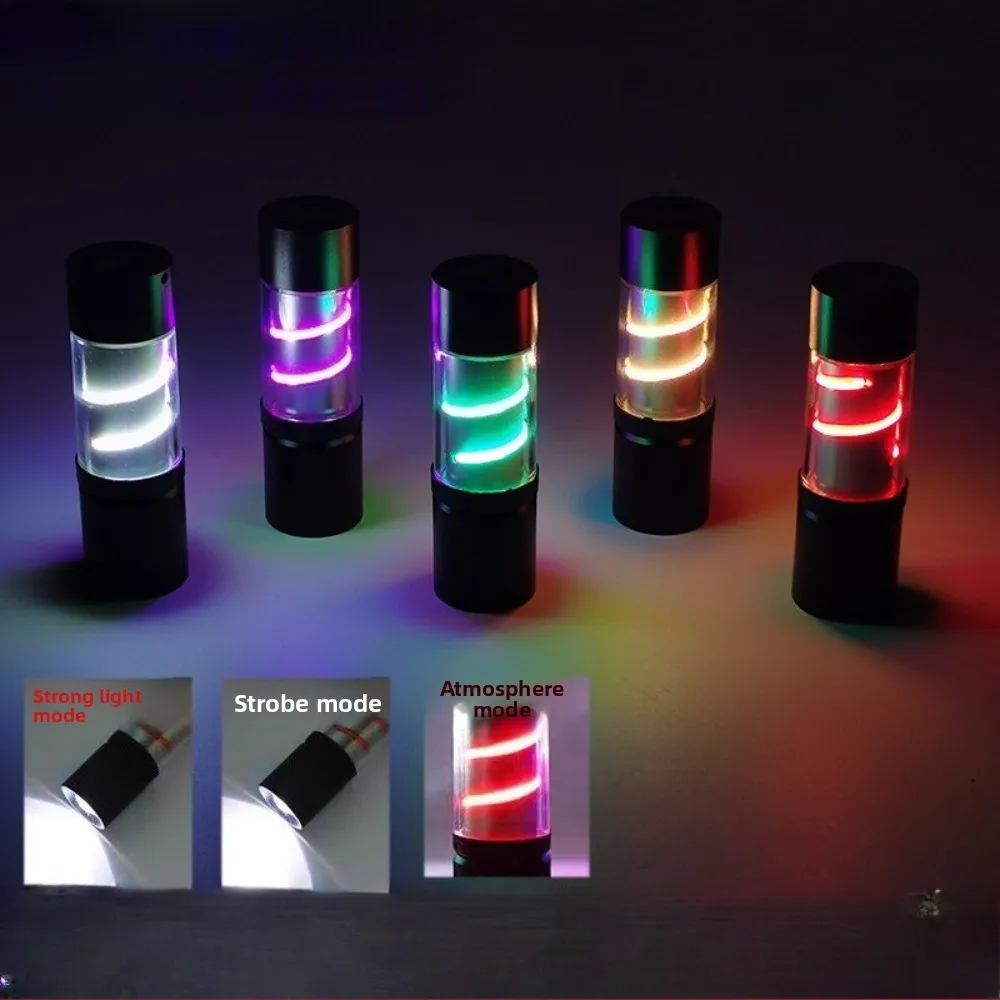 Mini camping light color light USB charging small flashlight outdoor portable ambient light