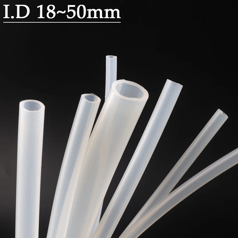 Length 1m I.D 18-50mm Food Grade Transparent Silica Gel Hose Heat Resistant Aquarium Flexible Silicone Hose Tube Pump Soft Pipe