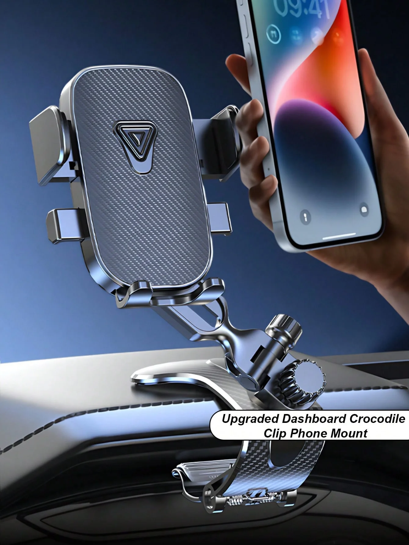 Supporto universale per telefono da auto – 360 °   Supporto a gravità rotante con clip regolabile, blocco automatico, funzionamento con una sola mano, visualizzazione non bloccabile,