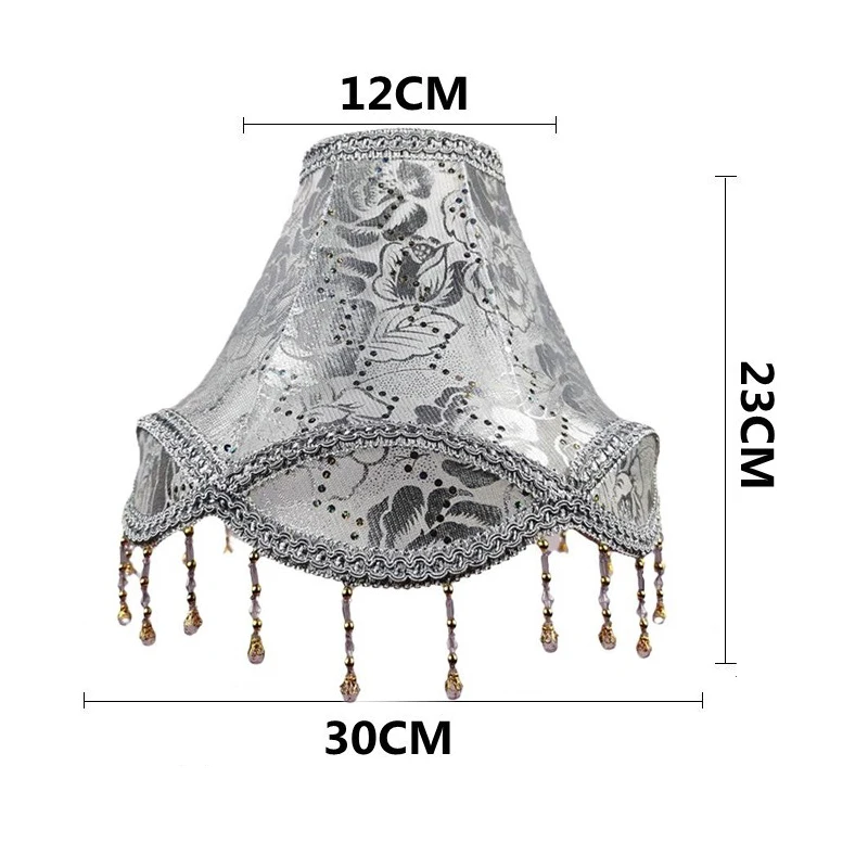 European Style Table Lamp Shade Cloth Bedside Wall Light Lamp Shades Fringe Beads Lamp Cover Decor Table Lamp Cover E27