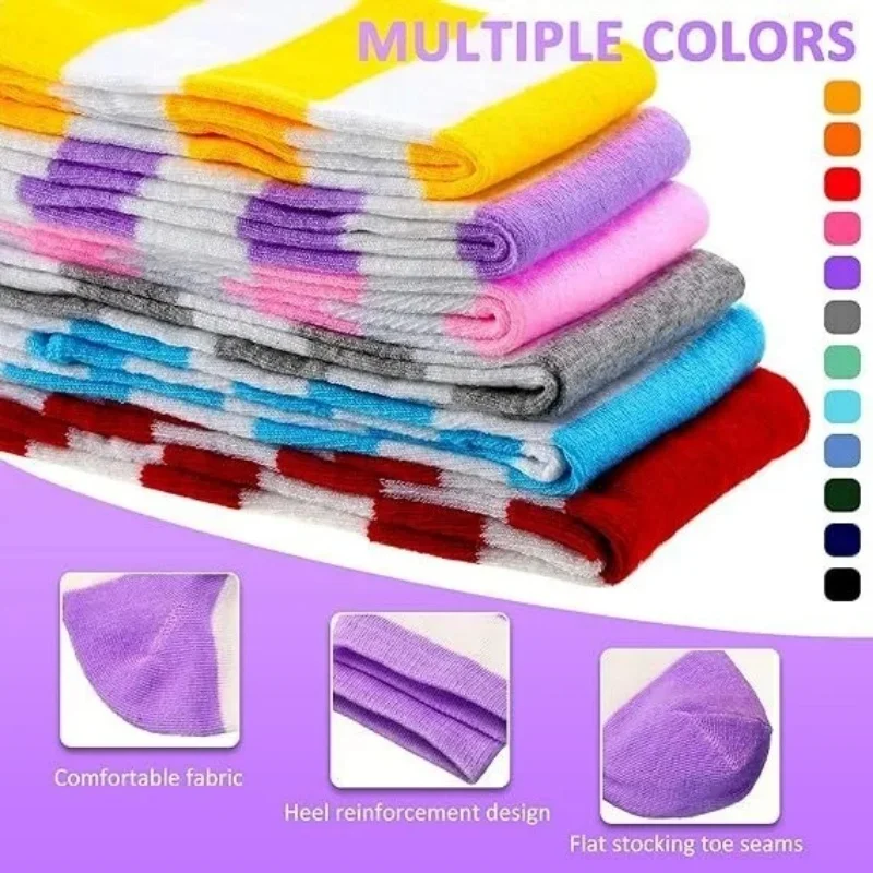 1足 カラーストライプ ストッキング 日本製 オーバーニーソックス ファッション レディース 保温 ソックス セクシー スリム ロングソックス ブラック ホワイト ストライプ