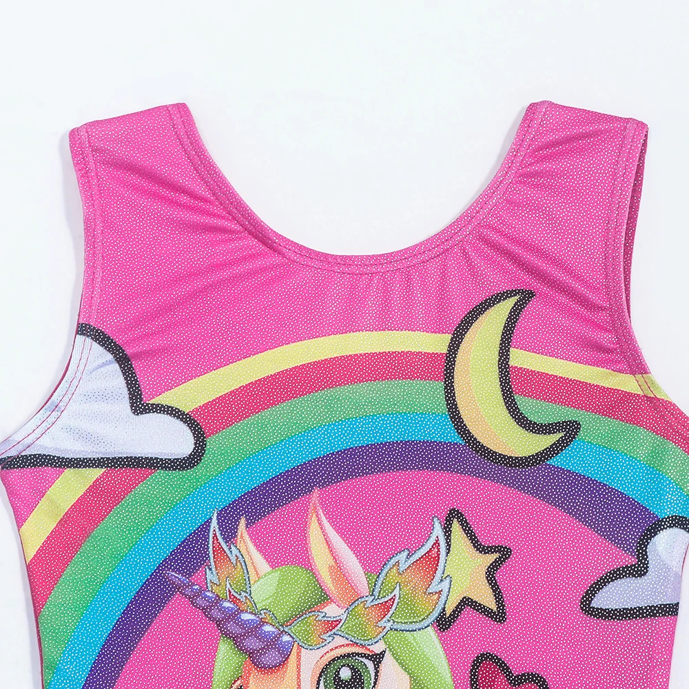 Leotards for Girls Gymnastics Kids Children Biketard With Shorts One-Piece Pro Kids Sparkly Unicorn Dance Unitard