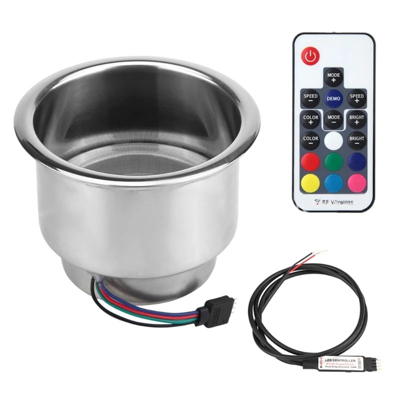 

Stainless Steel 14LED Cup Drink Holders Polished for Marine Boats Truck Remote Control RGB Light Cup Drink Holders