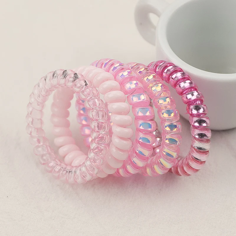 

5pcs/Set Beauty Telephone Cord Elastic Ponytail Holders Girls Women Hair Ring Accessories Fashion Hot Tie Gum Headwear