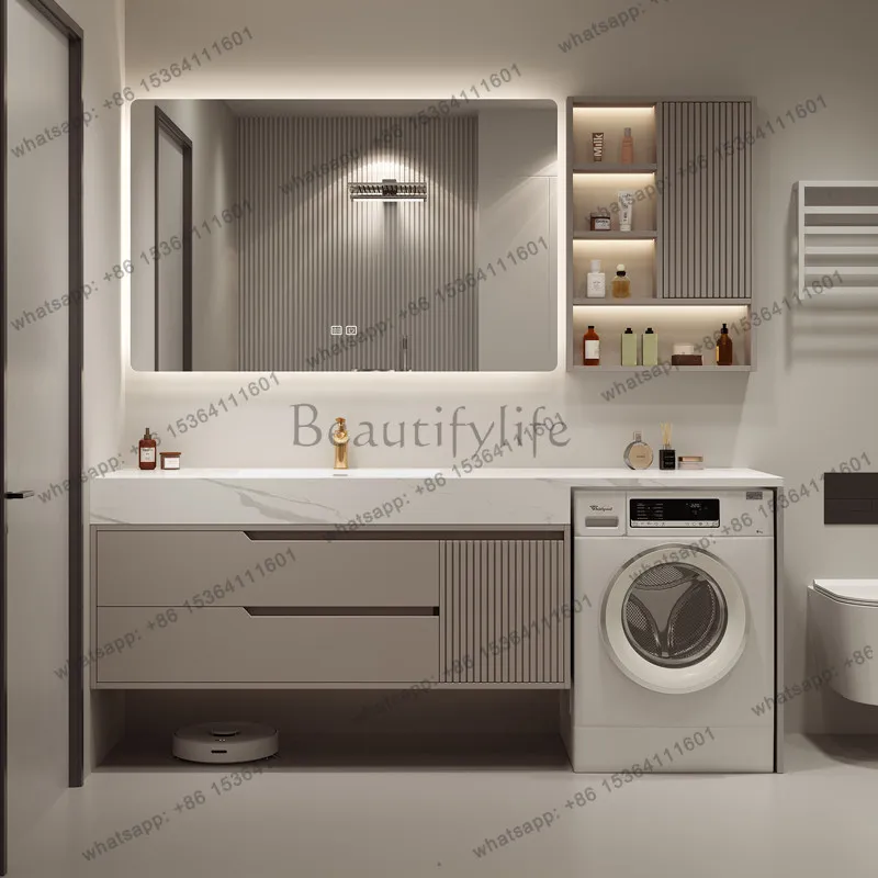 PJ Washing Machine Integrated Cabinet Balcony Bathroom Bathroom Washbasin Cabinet Combo