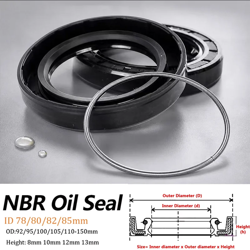 1Pcs ID 78mm 80mm 82mm 85mm TC/FB/TG4 Framework NBR Nitrile Rubber Shaft Oil Seal OD 92mm-150mm Height 8 10 12 13 15mm Gasket