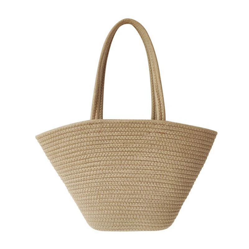 1 Piece Fashion Retro Cotton Rope Woven Straw Bag Capacity High-End Sense Tote Women For Travel, Holiday, Shopping, Party