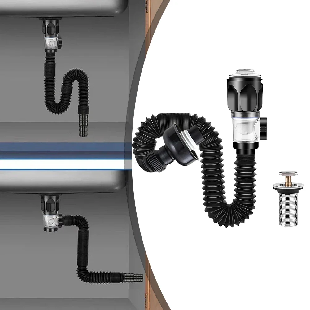 Tubo de drenaje de desodorante telescópico debajo del fregadero, accesorios de tubería para lavabo, herramienta de conector, tapón de sellado antiolor, trampa, accesorios de alcantarillado