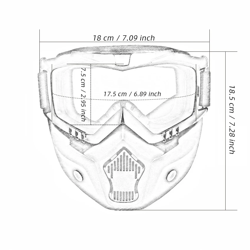 Full Coverage Riding Mask Motorcycle Riding Skiing UV Protection Windproof Mask Removable Goggles and Mouth Filter