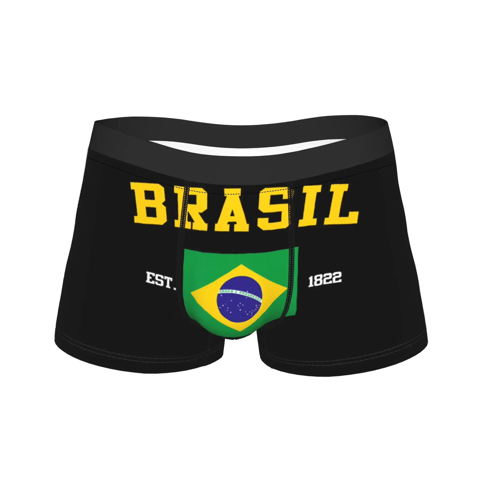 Brazil Flag Est 1822 Underwear  Comfortable Underpants Printed Shorts Briefs For Men 3D Pouch Large Size Boxershorts