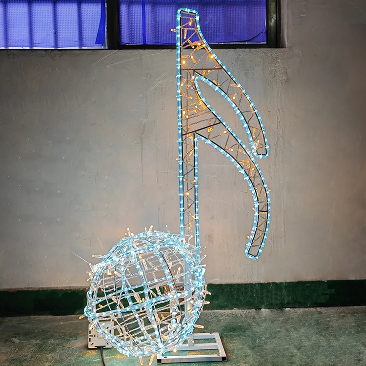 Outdoor Sculpture Musical Instruments Music Note Large Christmas Decorative Lighting Festival Garden LED Street Motif Lights