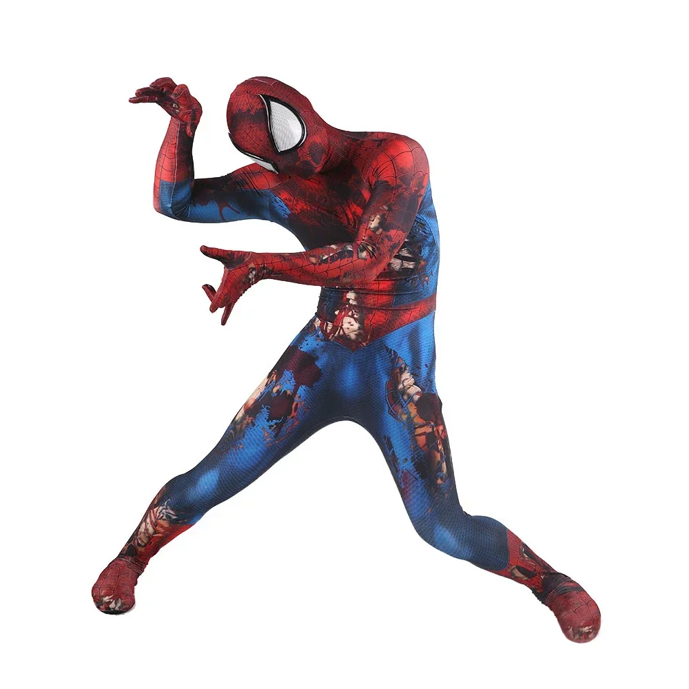 Increíble disfraz de superhéroe con estampado 3D de Spidey, mono de Zombie para adultos