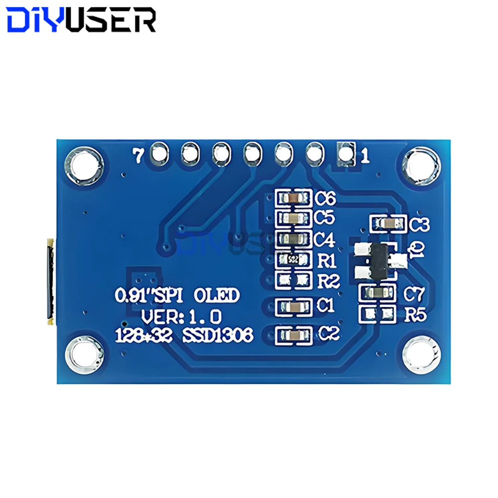 Moduł wyświetlacza OLED 0,91 cala 128x32 SSD1306 SPI/I2C Biało-Niebieski do Arduino Raspberry Pi ESP32 ESP8266 DIY