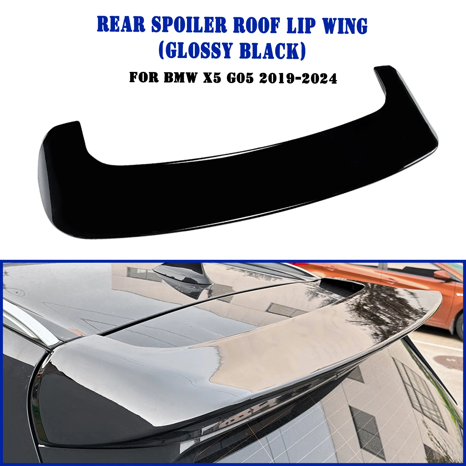 

For BMW X5 G05 2019-2024 Rear Roof Spoiler Wing Carbon Fiber Look/Gloss Black Trunk Lid Tailgate Window Cover Upper Splitter Lip