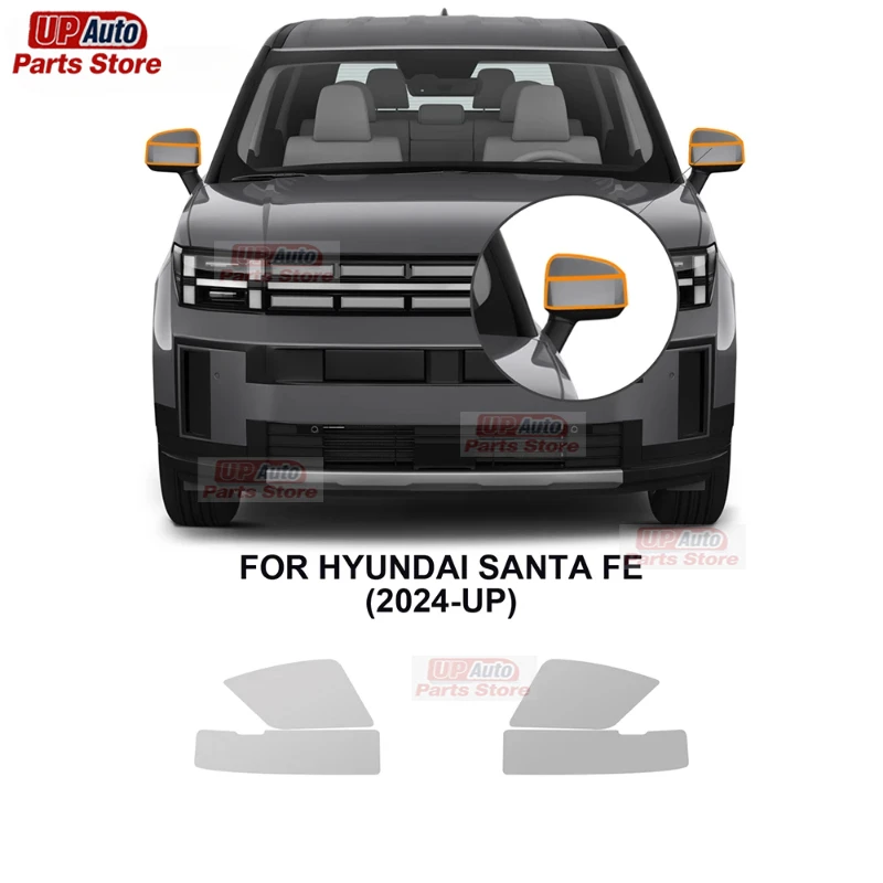 2 Pcs Car Headlight Protective Film Transparent Black TPU Sticker for Hyundai Santa FE 2024 2025 Headlight Rearview Accessories