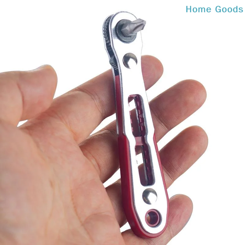 DIY Repair Bicycle Maintenance Bidirectional Ratchet Wrench Set With 10 Replaceable Screwdriver Bit For Home Daily Fixing Job