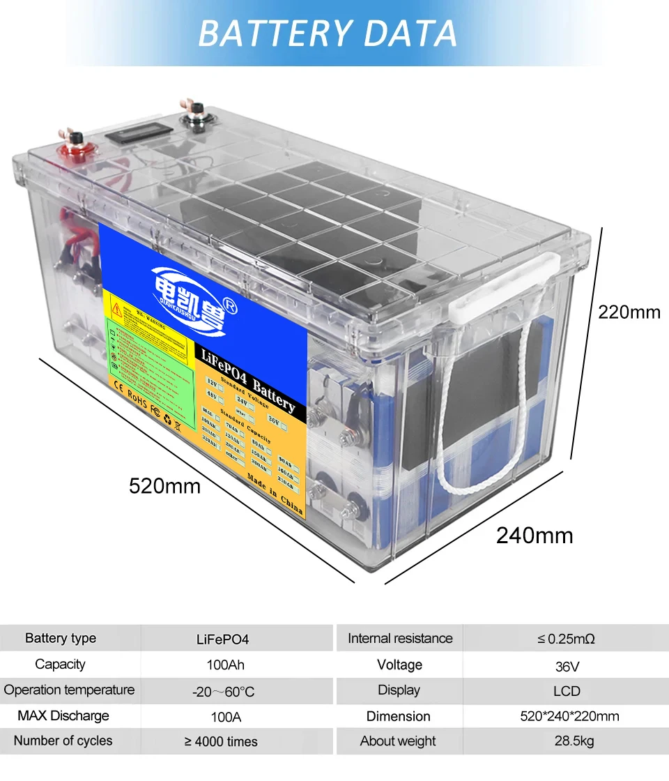 New 12V 24V 48V 310ah 200ah 150ah 100ah Lifepo4 Battery Pack Lithium Iron Phosphate RV Marine Large Yang Rechargeable Battery