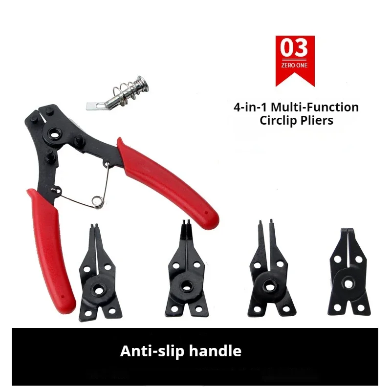 4 In 1 Circlip Pliers Set Snap Ring Pliers Multi Crimp Removable Plier Head Retaining Circlip Pliers Hand Tools