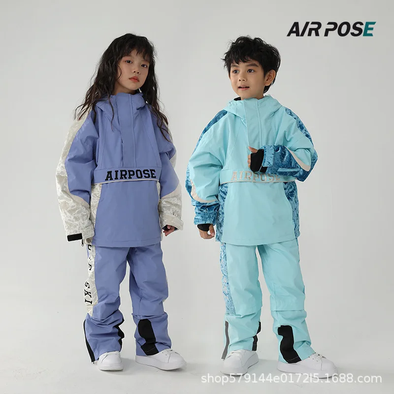 AIRPOSE-Thickened Ski Suits for Children, Warm Snowboarding Clothes Sets, Waterproof and Coldproof, Boys and Girls, Outdoor Spor