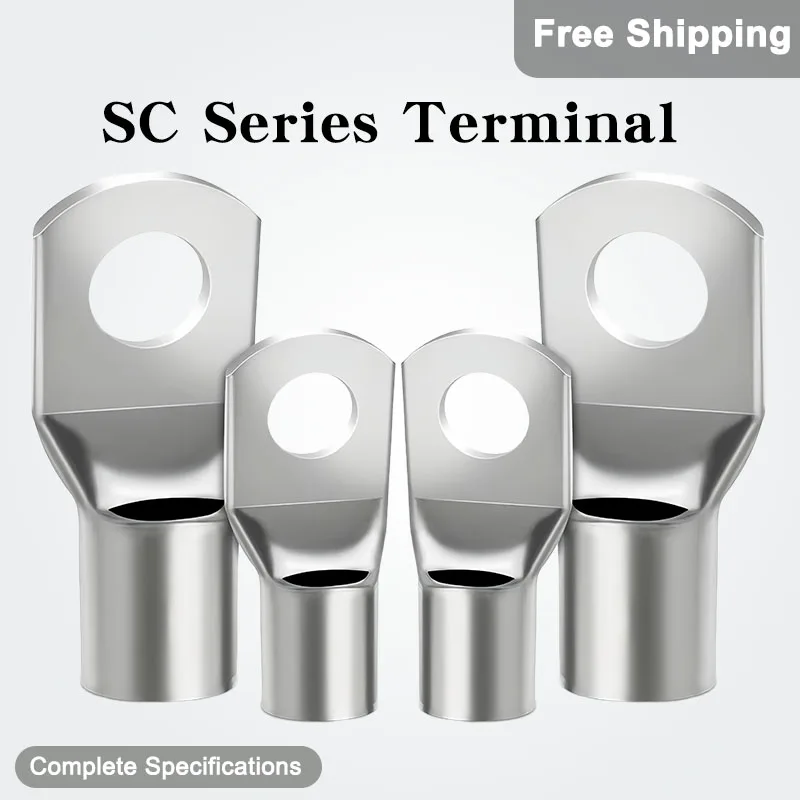 

100 Pcs Tinned Copper Crimp Terminal Lugs for Secure Wire, Cable & Electrical Connections SC6-6/8 SC10-6/8 SC16-6/10 SC25-8