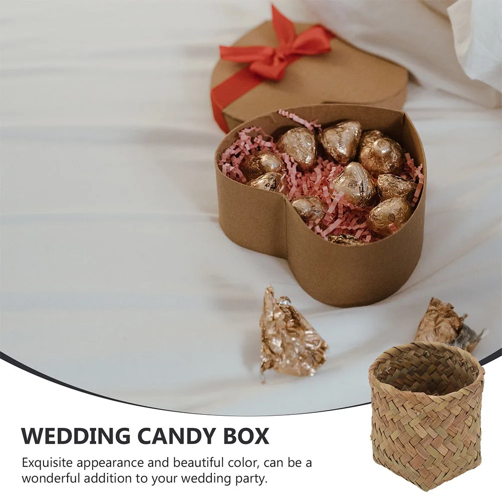 

20 pcs Wedding Candy Box Grass Woven Natural Sugar Case For Party Favors Holiday Treats Storage Gift Container Candies Packing