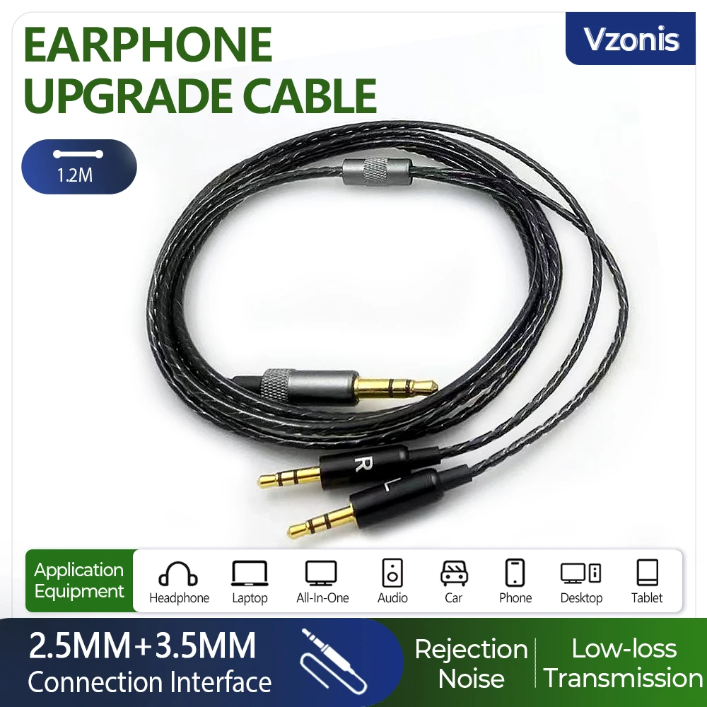 Headphone Audio Upgrade Cable 3.5mm to 2.5mm jack Conversion AUX Cable for Sol Republic Master Tracks HD V8 V10 V12 X3