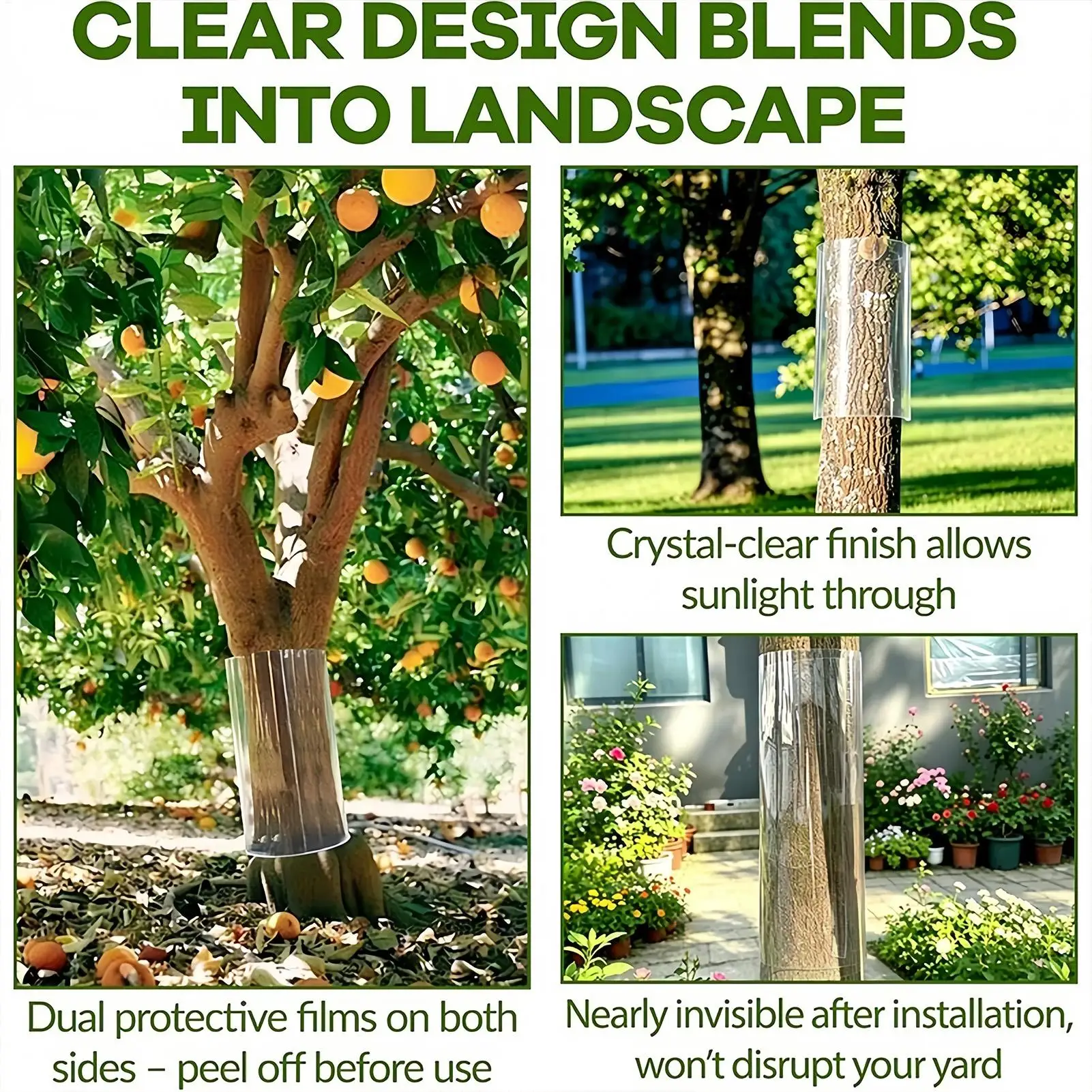 Tree Trunk Wrap PET Transparent Waterproof Anti-Reptiles Climbing Damaged Bark Protector Guard For Garden Yard Pathway Driveway