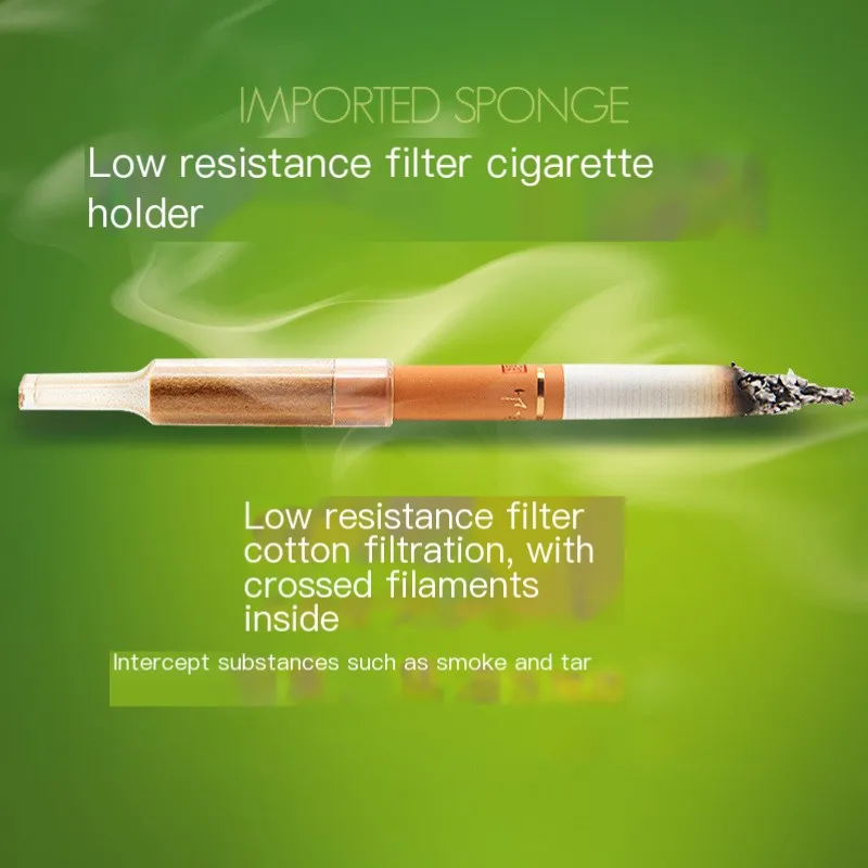 Green Packaging Filter Cotton Puff Cigarette Holder Disposable 100pcs/Pack