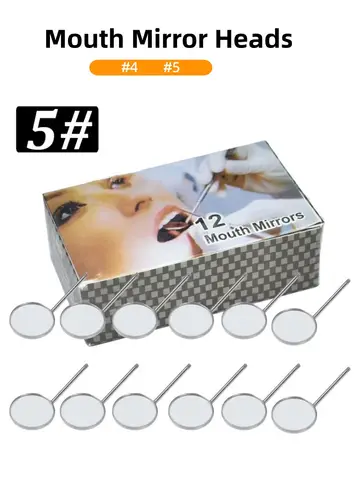 12Pcs/box Dental Mouth Mirror Head Stainless Steel Cone Socket Intraoral Oral Mirror for Inside Mouth Accessory #4#5
