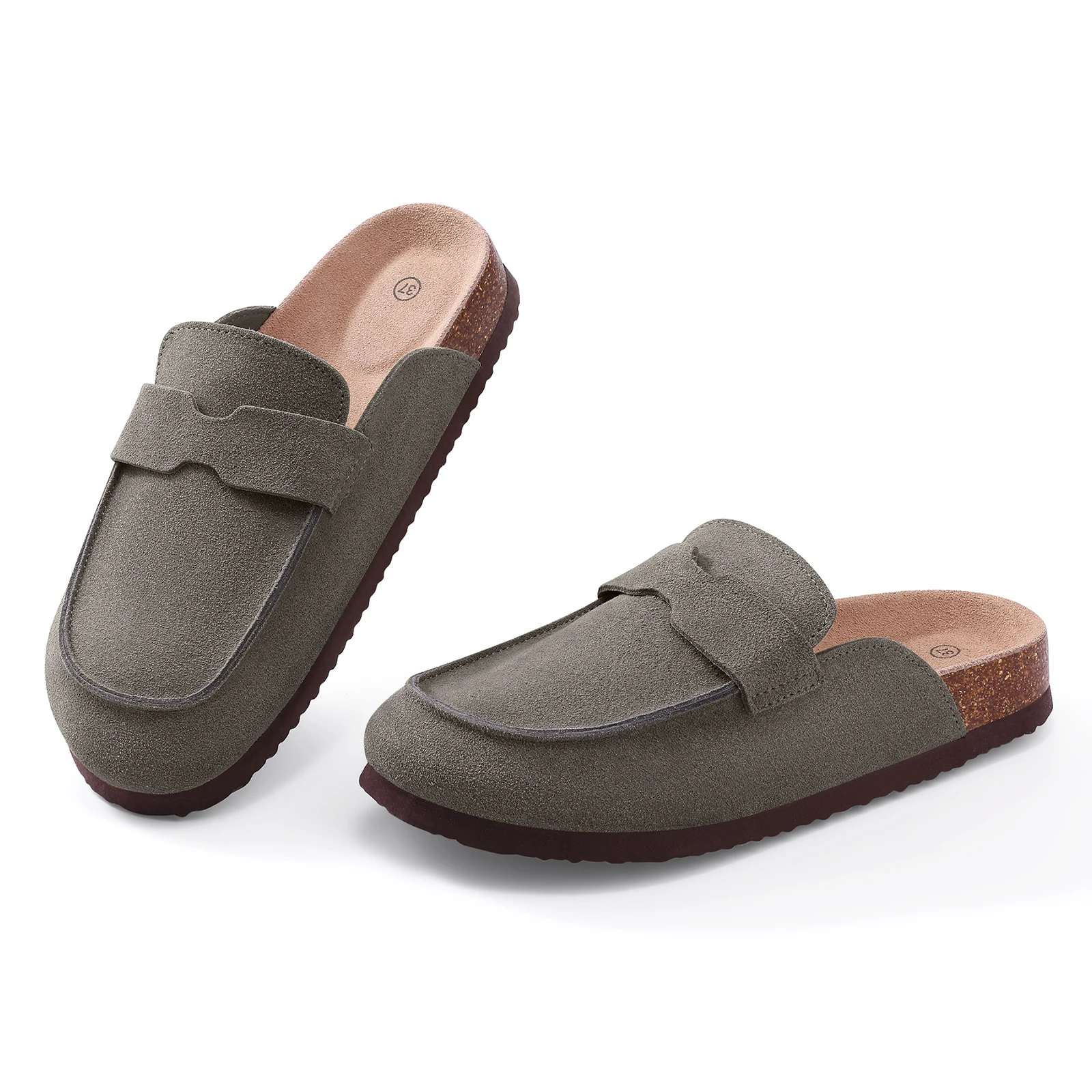 

Классические женские сабо Goosecret, повседневные тапочки из коровьей замши, домашние шлепанцы с пробковой крошкой и поддержкой свода стопы, уличная пляжная обувь