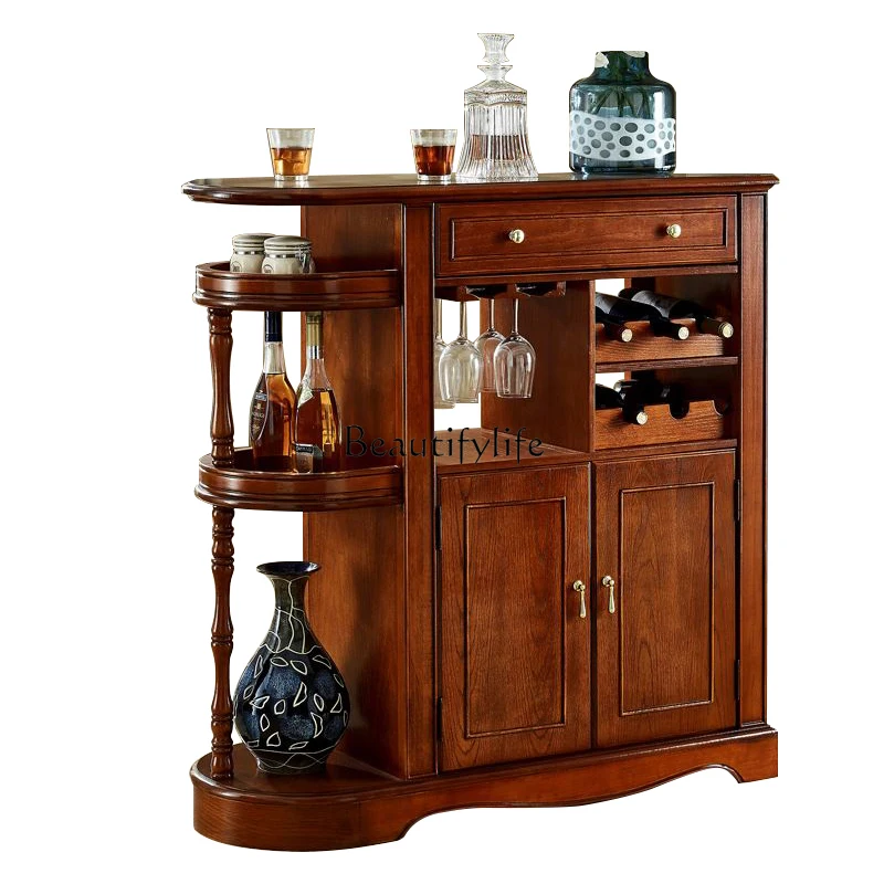 

American solid wood bar counter bar table double-sided partition cabinet European living room