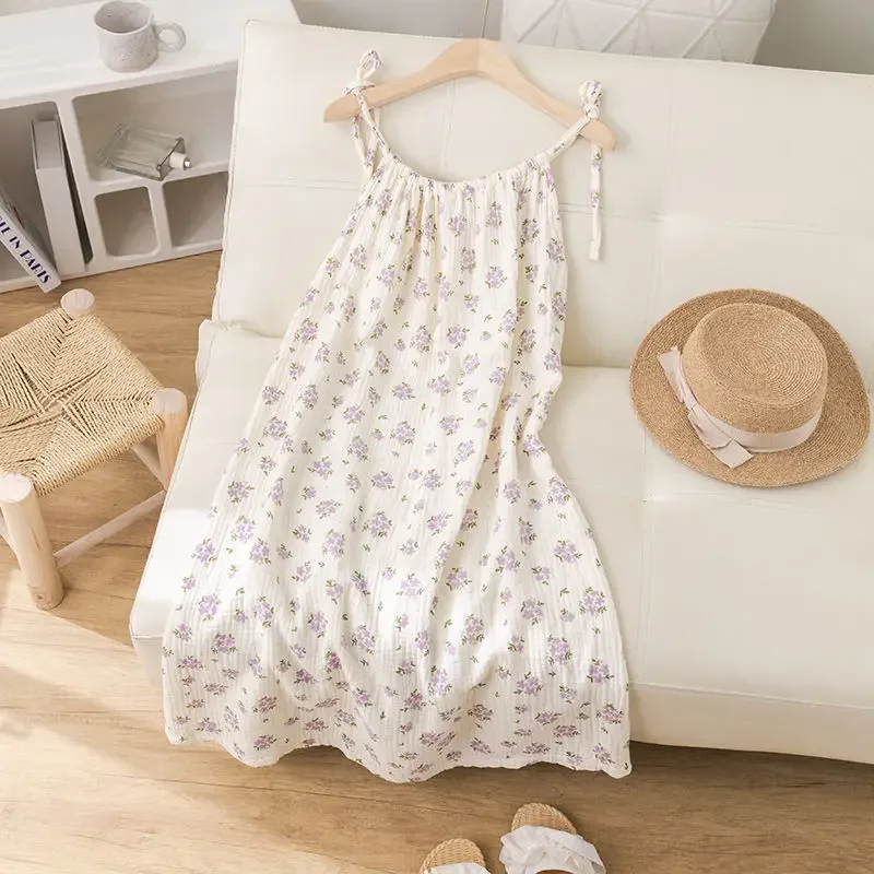 Summer Suspender Nightgown Cute Pajamas for Women Cotton Home Clothes Sleepwear Woman Offer Nightwear Nightgowns Homewear Sexy