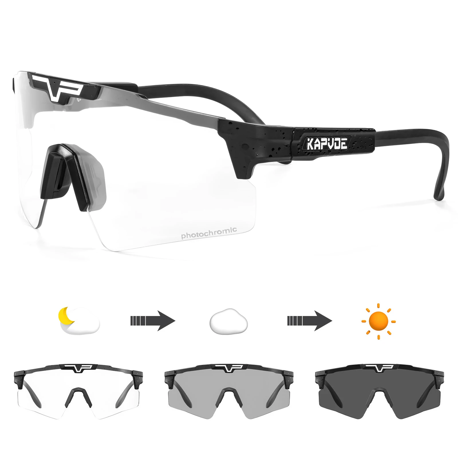 Kapvoe Photochromic Cycling Sunglasses Glasses for Men Sports MTB Mountain Goggles Women Bicycle Eyewear Road Bike Protection
