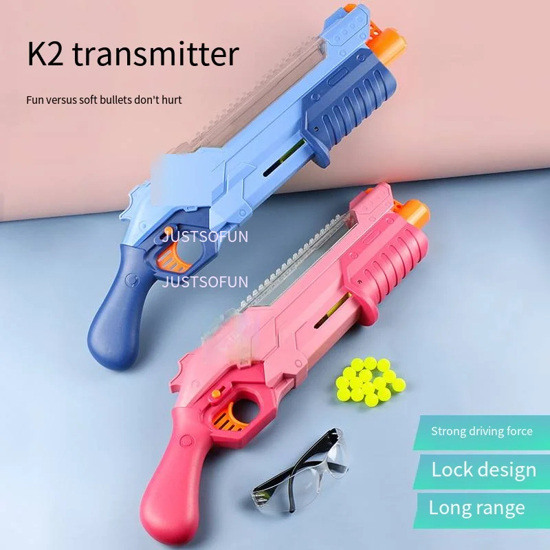 50 cm long K2 soft projectile launcher Hand pull large magazine Soft projectile gun toy model boy toy