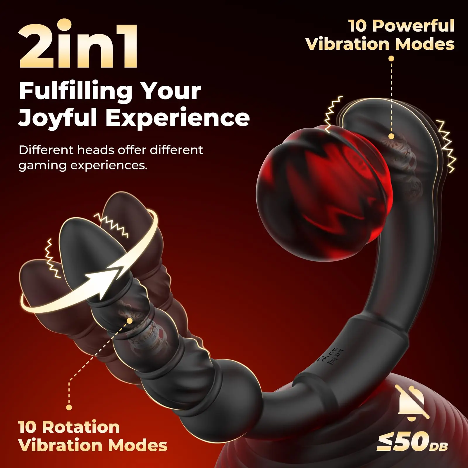 SENSIVO Dual-Ended Vibrating Prostate Massager Curved Anal Dildo Butt Plug Vibrator Rotation Anal Beads Adult Sex Toys for men