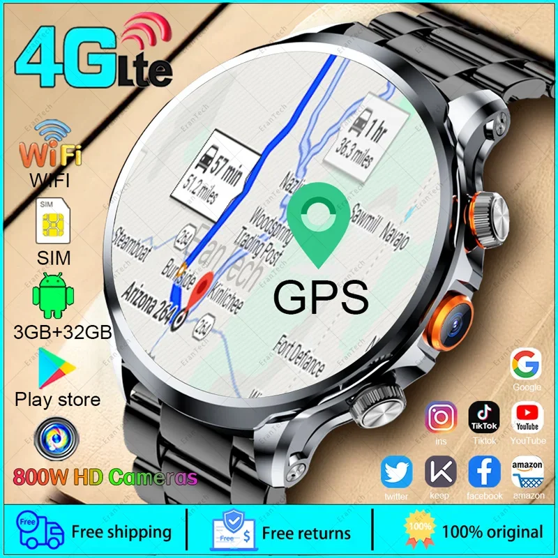 4G SmartWatch Android GPS 32G ROM Storage HD Camera relogio Smart Watch Men Women 4G SIM Card WIFI Wireless Fast Internet Access