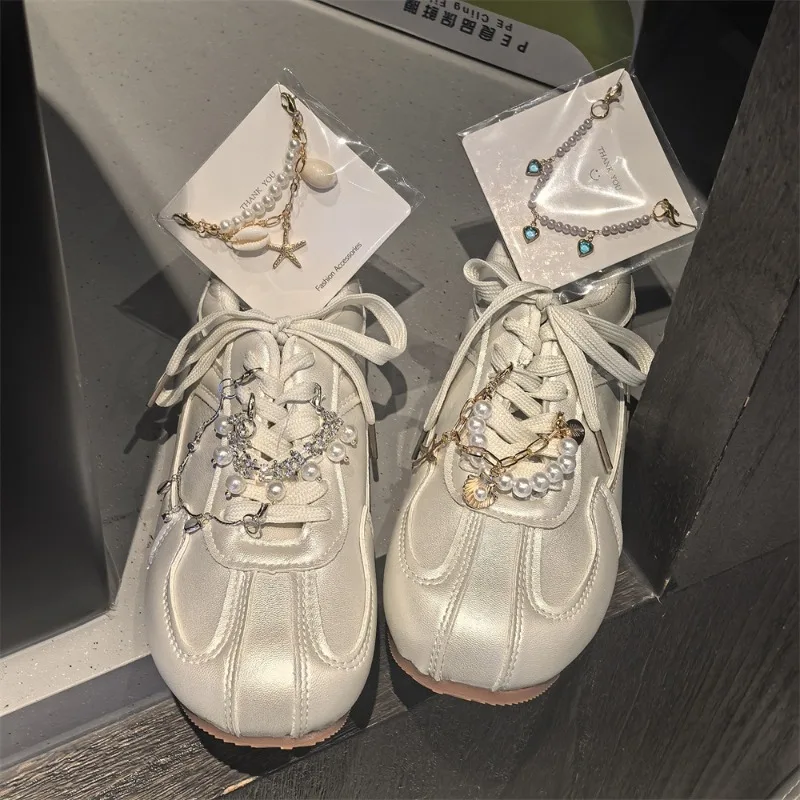 Pearl Rhinestone Chain Shoe Charms, Ballet Sneaker Laces Clip, Elegant DIY Shoe Buckle Decor