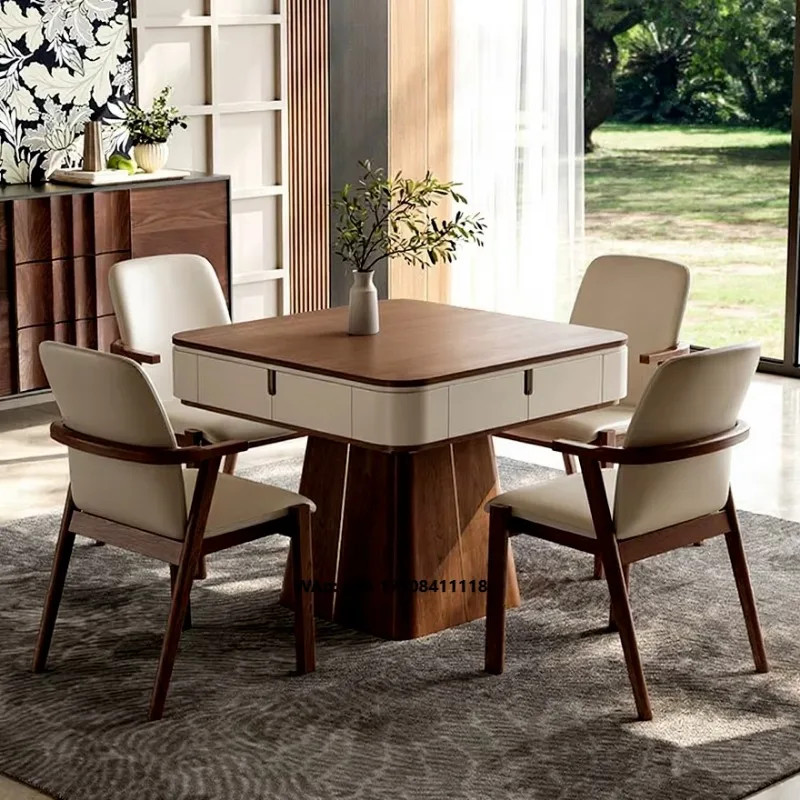 AntNoveltyMid-century Modern Solid Wood Automatic Mahjong Table Retro Dining Table 2-in-1 Silent Luxury Mahjong Machine for Home