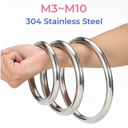 1PCS 304 Stainless Steel Solid Circle Ring M3 M4 M5 M6 M8 M10 Welded O-Circle For Rigging Marine Boat Hammock Yoga Hanging Ring