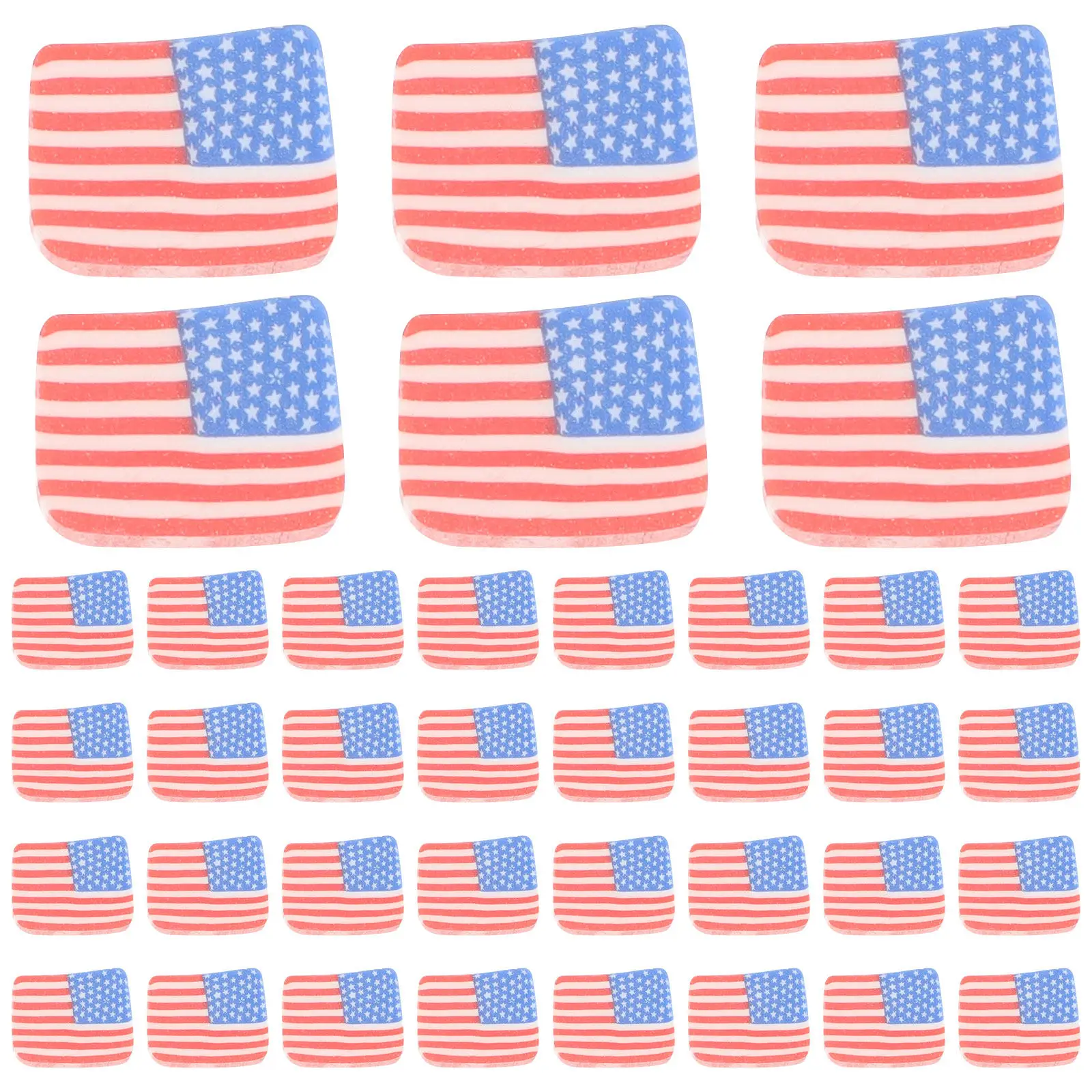 

100Pcs Patriotic Polymer Clay Beads Square Shape American Flag Spacer Beads DIY Bracelet Necklace Jewelry Craft Supplies