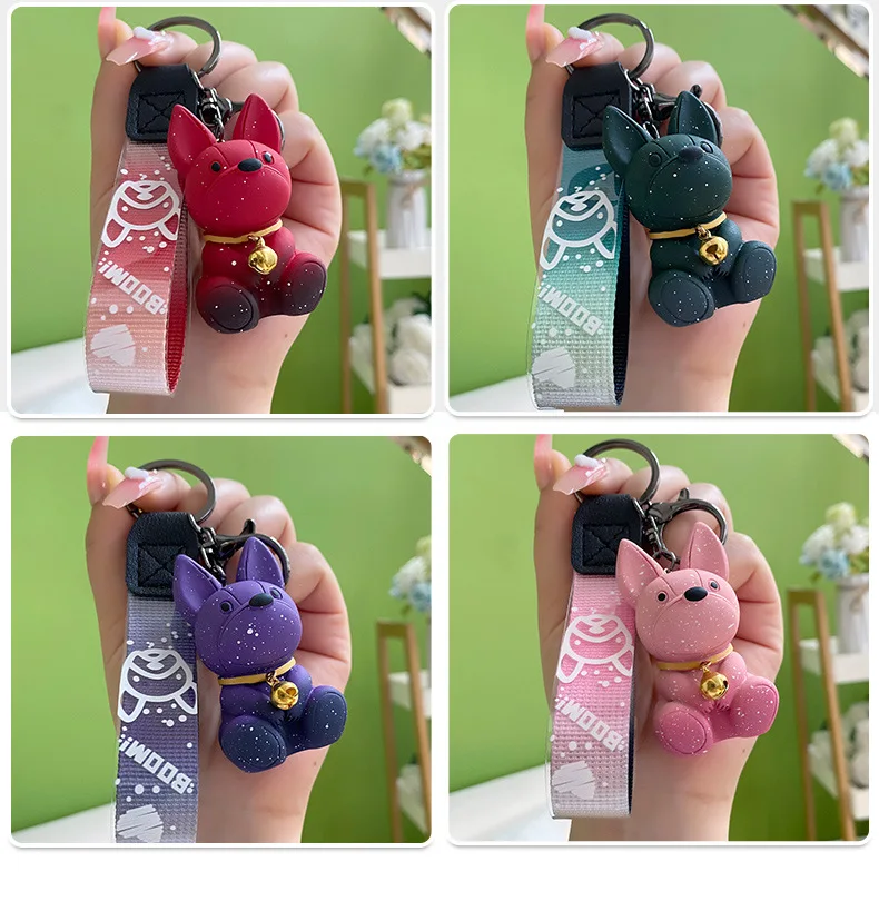 قطعة من طريقة تغيير اللون الإبداعية الكلب مفتاح سلسلة حساسة لطيف على ظهره قلادة الشكل زوجين مفتاح السيارة قلادة #3