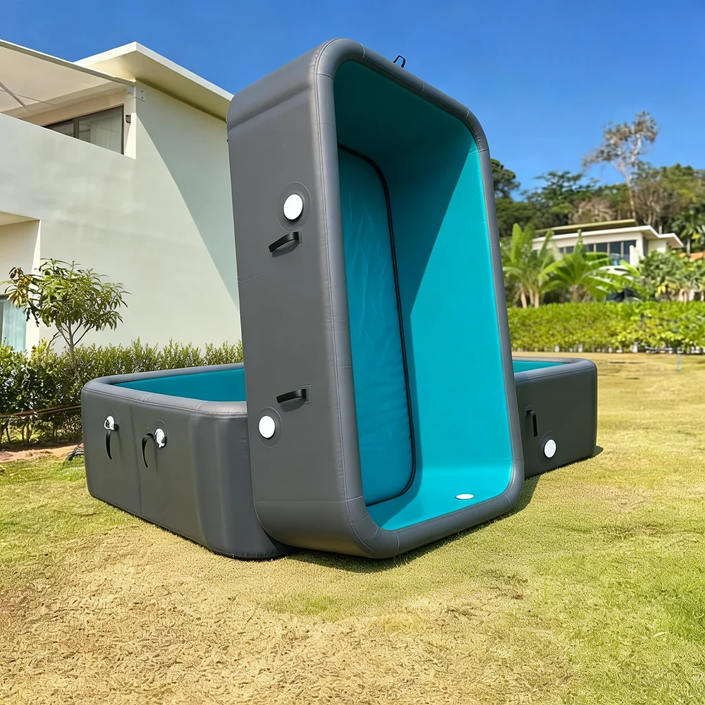 Heavy Duty Drop Stitch Inflatable Above-Ground Pool, Leak-Proof Reinforced Rectangular Swimming Pool for Family & Commercial Use