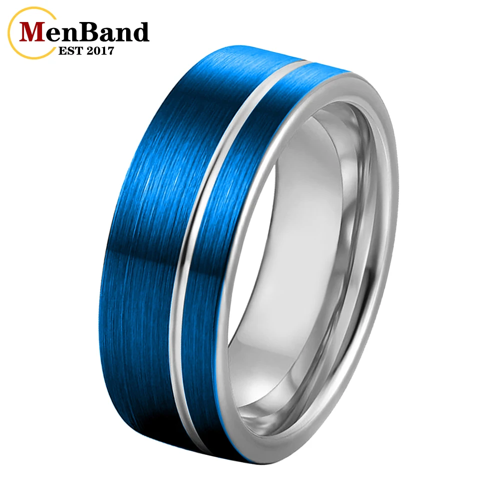 

Dropshipping 6/8mm Black Men Ring Women Tungsten Wedding Band Offset Groove Brush Finish Excellent Quality Comfort Fit