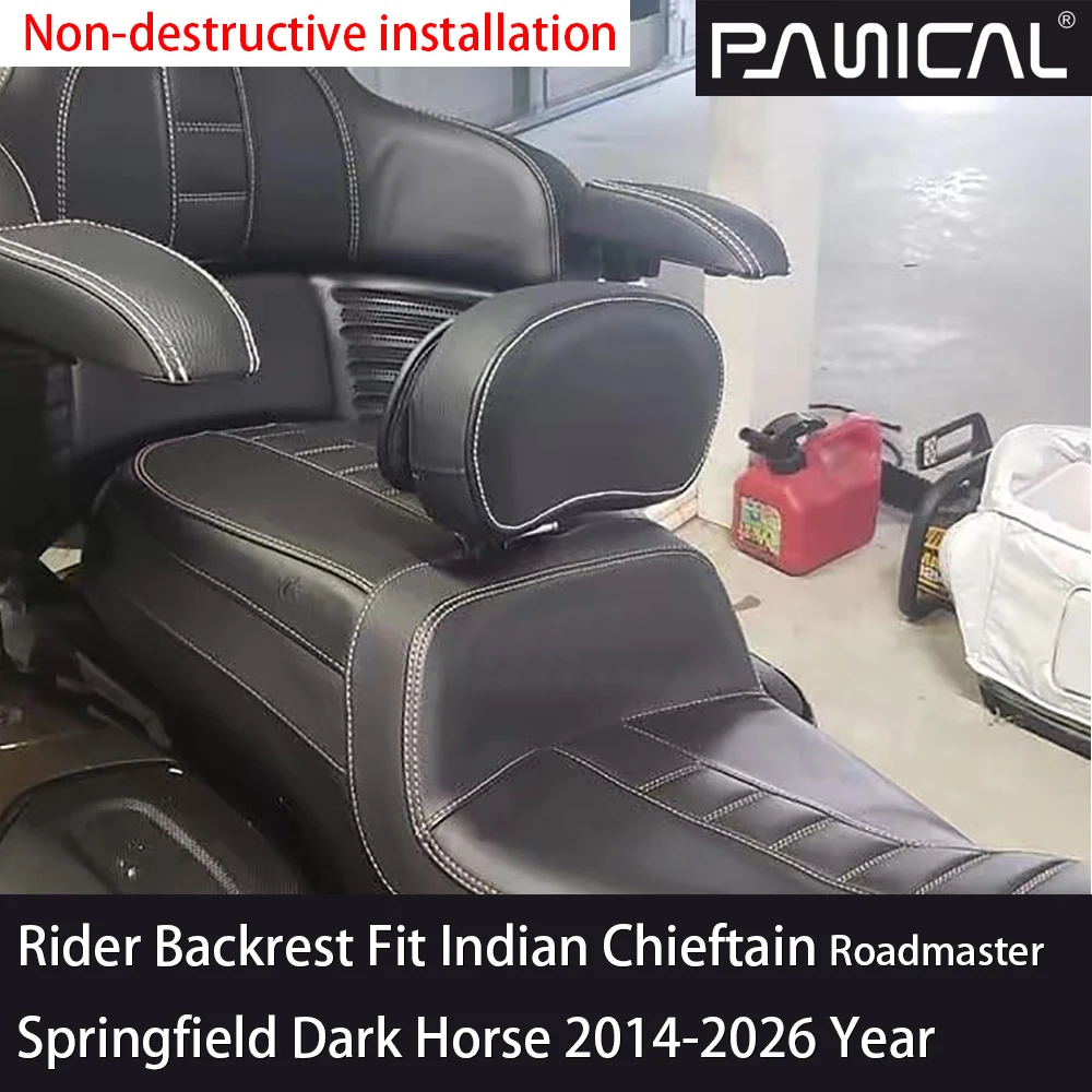 For Indian Chieftain Roadmaster Springfield Dark Horse Motorcycle 2014-2026 Panical Quick Release Rider Backrest Pad Sissy Bar