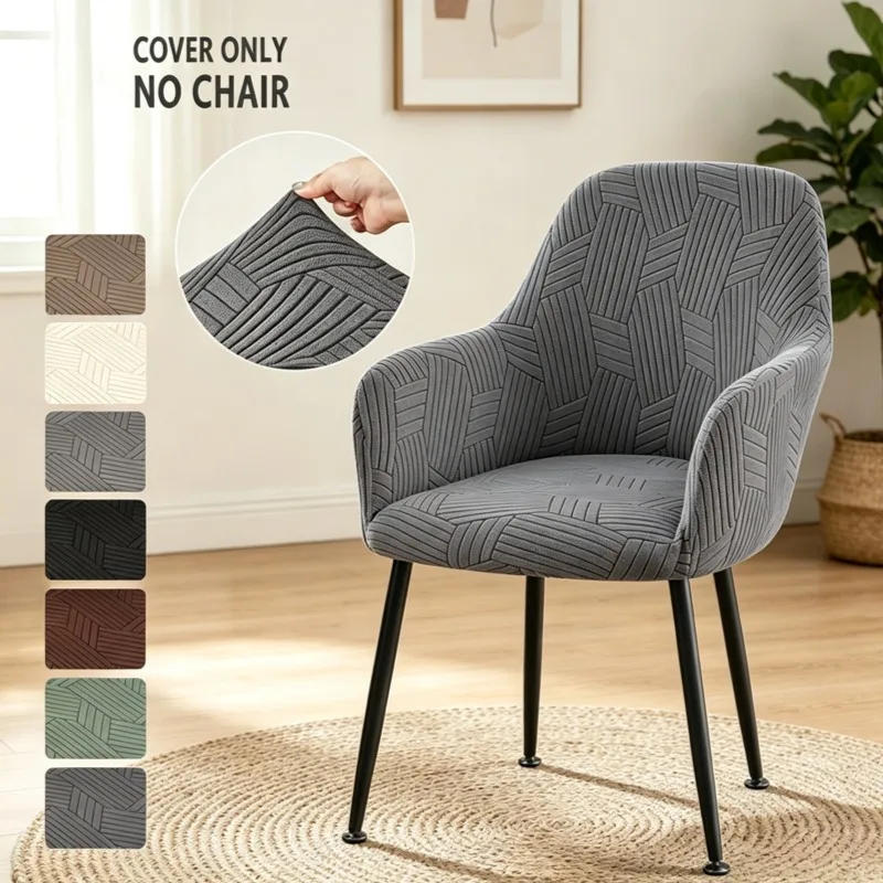 1/2pcs Nordic Dining Chair Cover High Armrest Jacquard Chair Seat Slipcover Elastic Kitchen Seat Protector Home Living Room의자카바