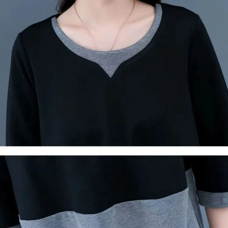 女性用ツーピースセット,ラウンドカラー,ポケット,ルーズフィット,ミニマリストフィッティング,プルオーバー,七分袖トップ,ストレートパンツ,夏のファッション,新しいコレクション2024