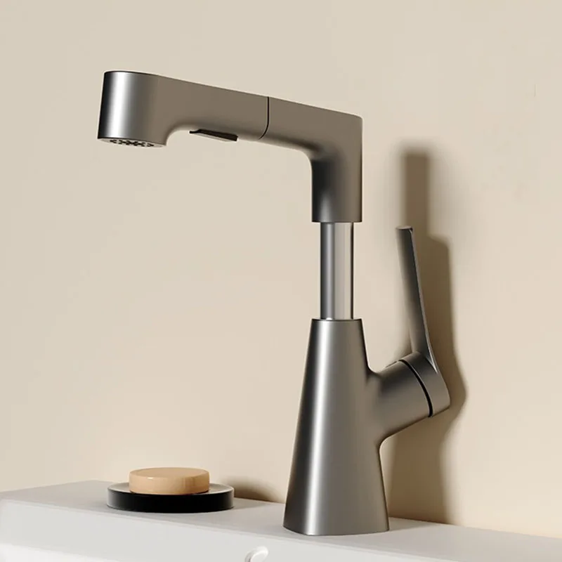 Hand basin faucet, household hot and cold bathroom, washbasin basin, lifting and pulling bathroom basin faucet