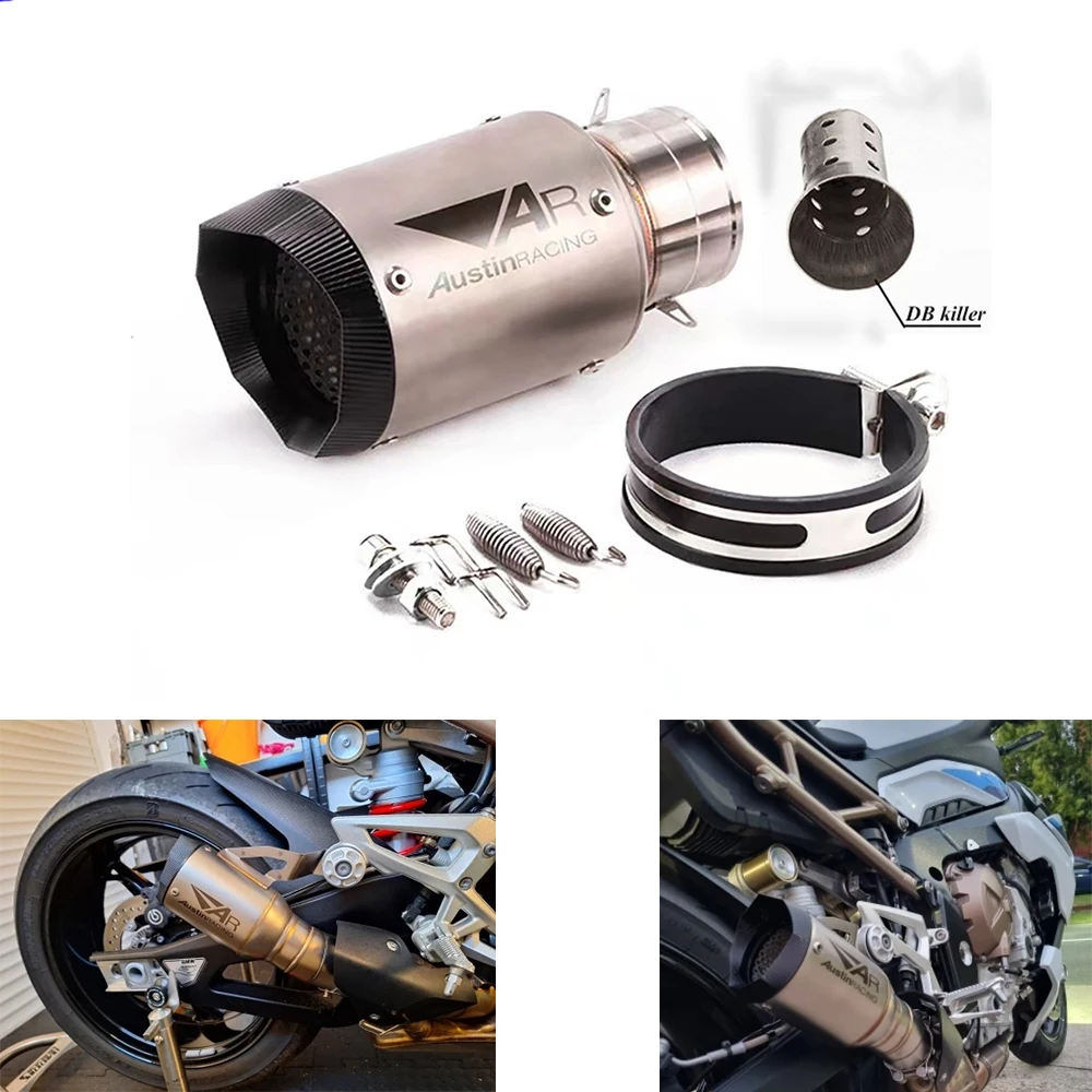 Rafesno 60 مللي متر AR دراجة نارية الكربون النحاس العادم الخمار مع DB القاتل صالح دراجة نارية S1000RR R6 R11 CBR650 CBR1000R MT09 ZX10R